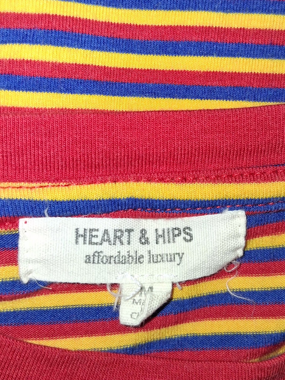 Heart & Hips Multicolored Striped Bodycon Dress Long Sleeve Red Crew Neck Size M
